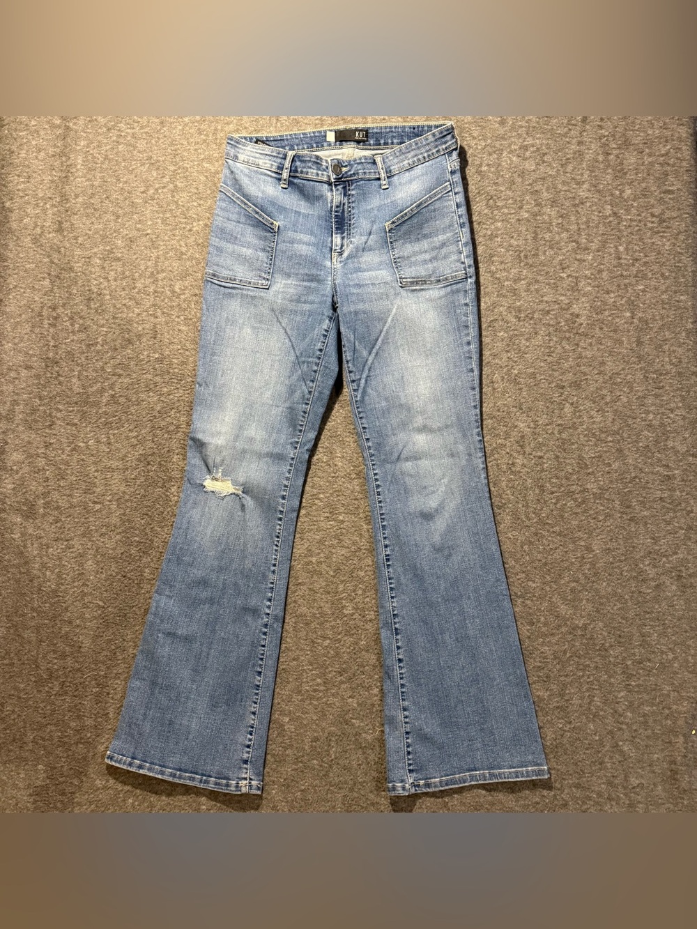 Kut from the Kloth Ana Flare Jeans Womens 10 (fit 32x33) blue stretch High Rise